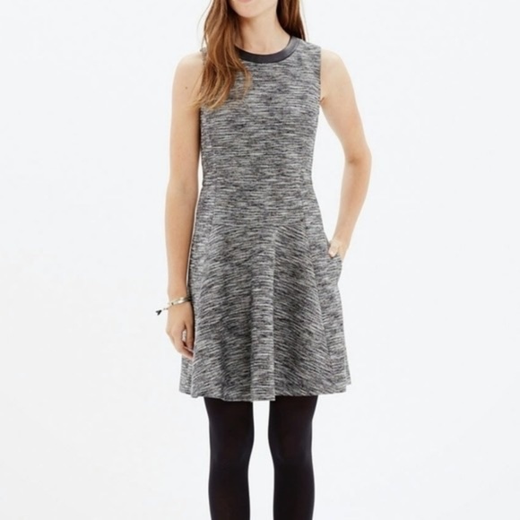 Madewell The Anywhere Black and White Tweed Mini Dress Size 2 - Picture 2 of 16